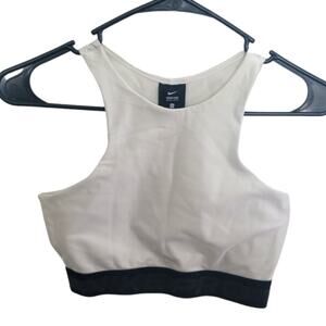 XS Nike Pro Dri-fit high neck racer back white & black athletic sports bra